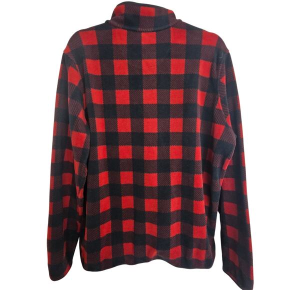 Duluth Trading Co. Red Black Checker Fleece Pullover Sweater Henley Top Men XL - Picture 7 of 7